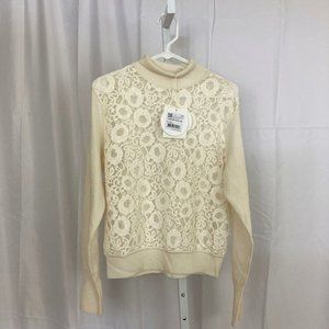 Chloe Nordstrom NEW Women's Size Medium Cream Lace Patterned Sweater NWT